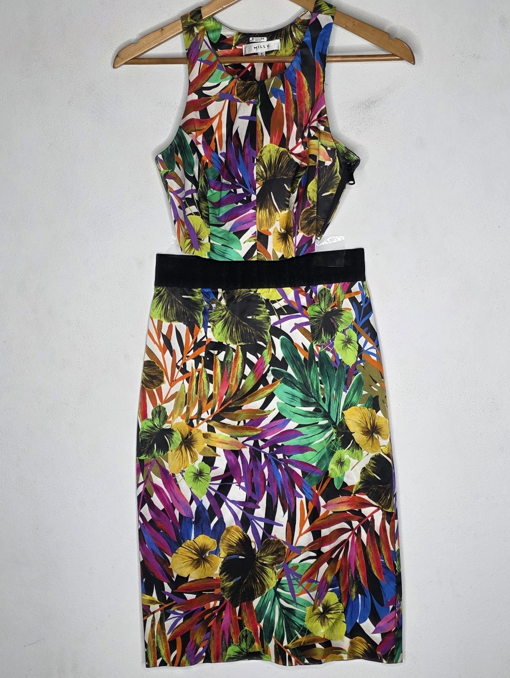 Milly Skirt Cropped Top Set Colorful Floral Petite / Size 2